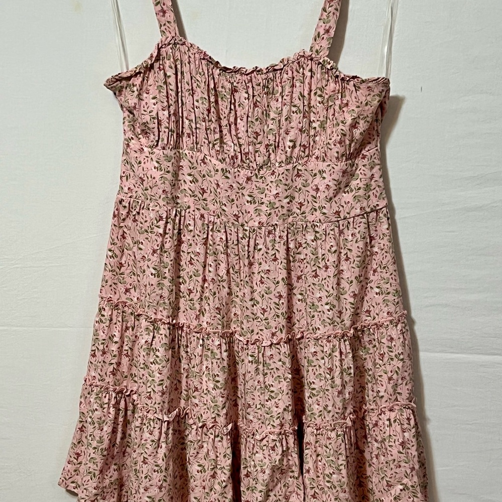 Trixxi Pink Floral Flirty Tiered Mini Dress - Picture 4 of 13